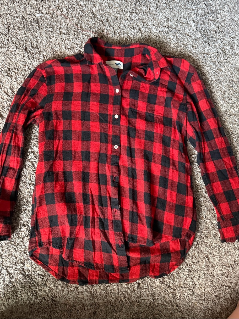 Old Navy Red & Black Plaid Button-Down Shirt - Kids